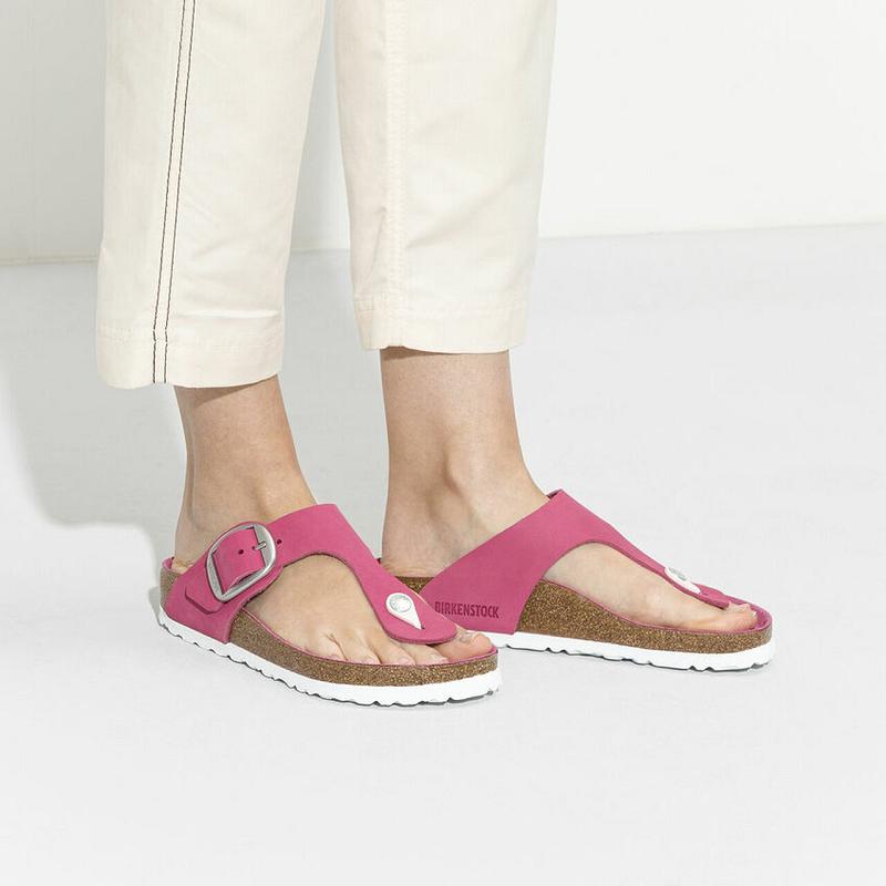 Birkenstock Big Přezkou Nubuck Gizeh Dame Lyserød | DK 426EBC